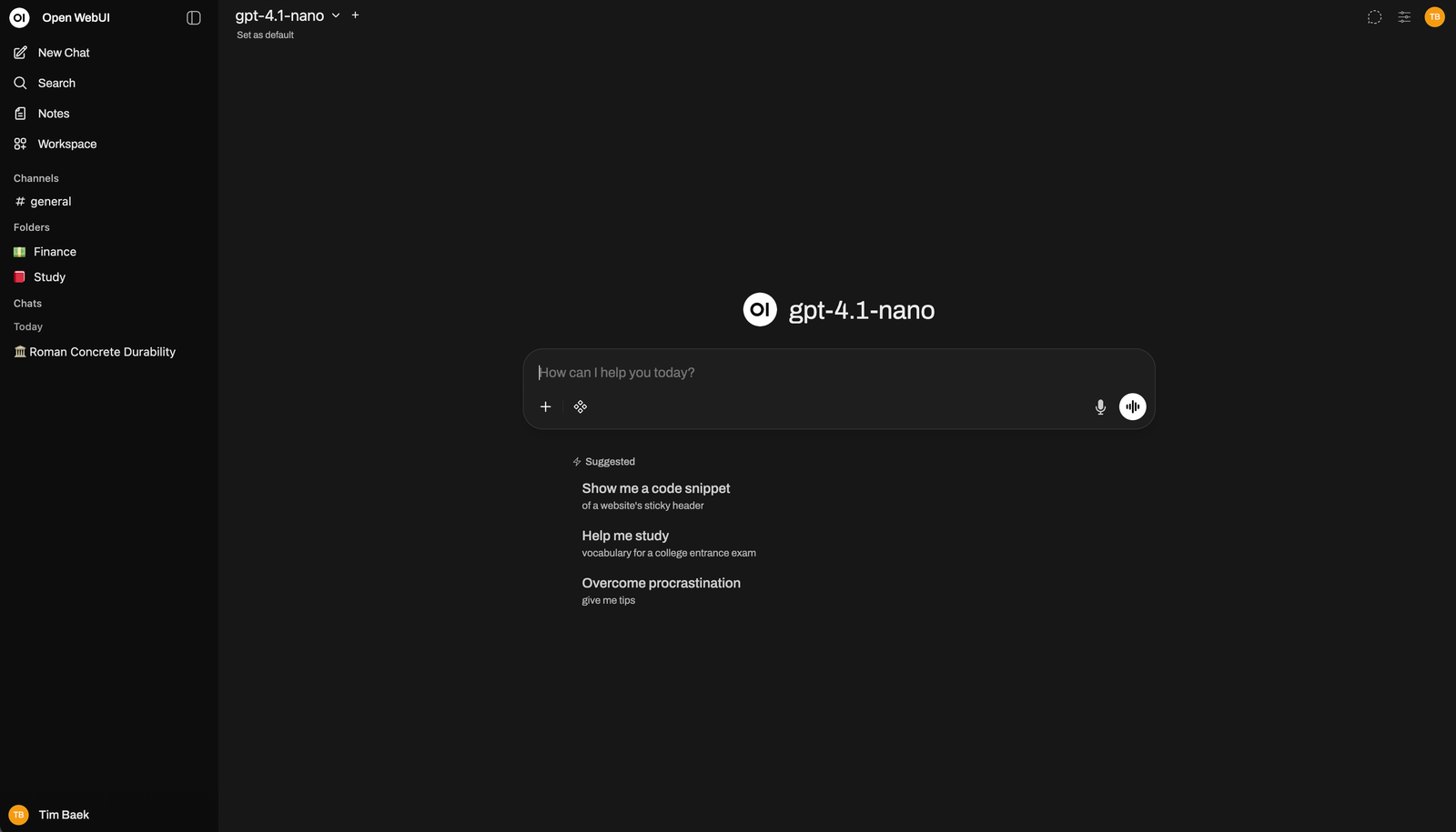 Open WebUI interface
